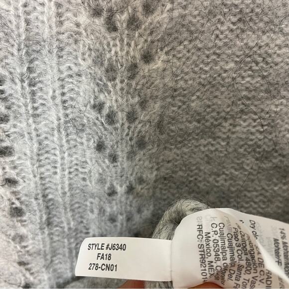 J. Crew Point Sur Pointelle Gray Wool Mohair Sweater Balloon Sleeve Sz S NWT - Picture 10 of 10